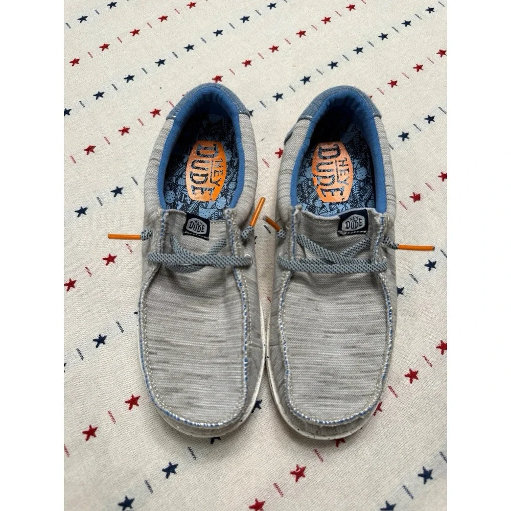 Hey Dude Wally Youth Jersey Gray/Blue Loafer - Y3 L4